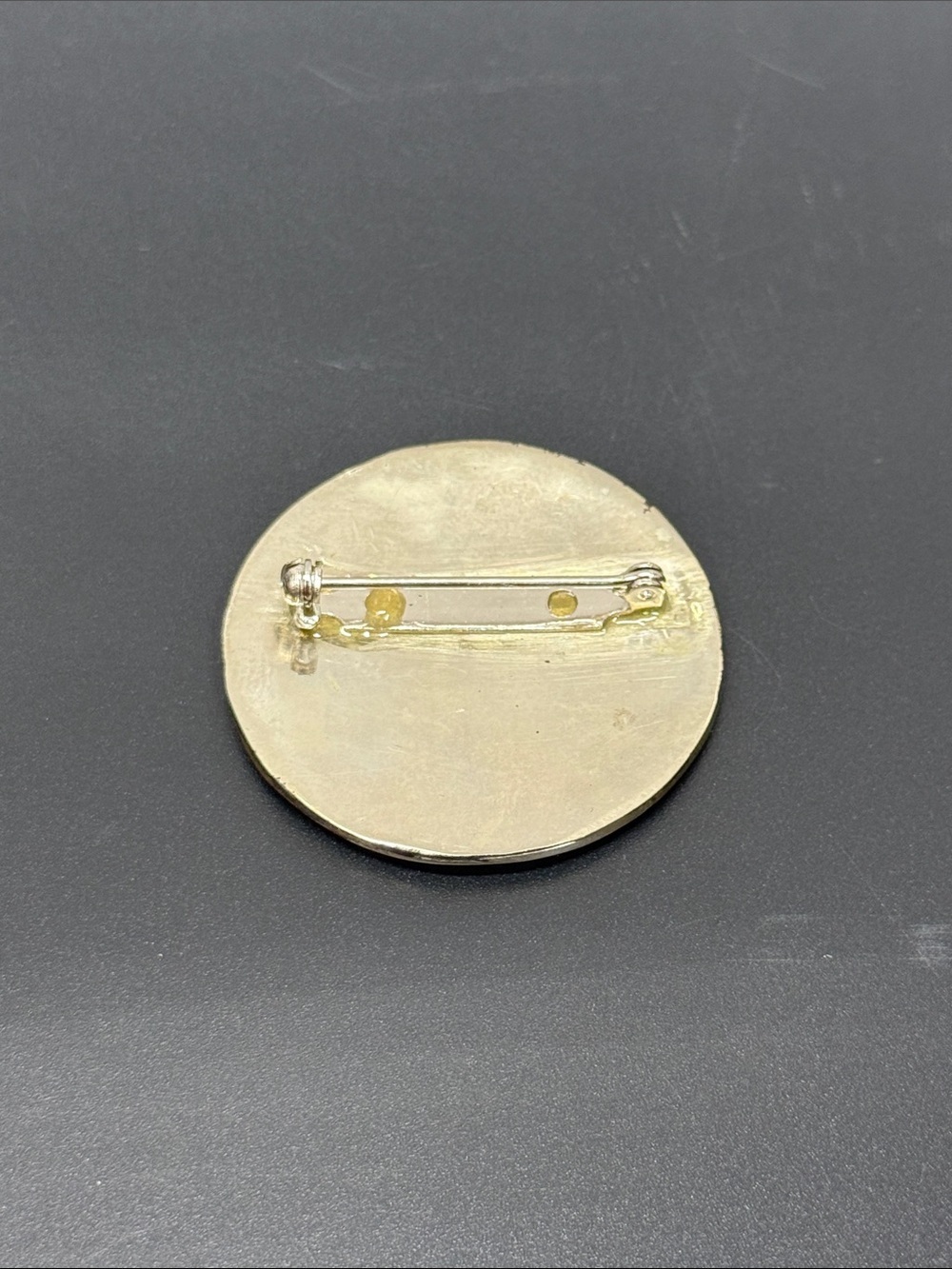 Round Abalone Shell Inlay Brooch — Iridescent Multi-Color - Picture 2 of 2